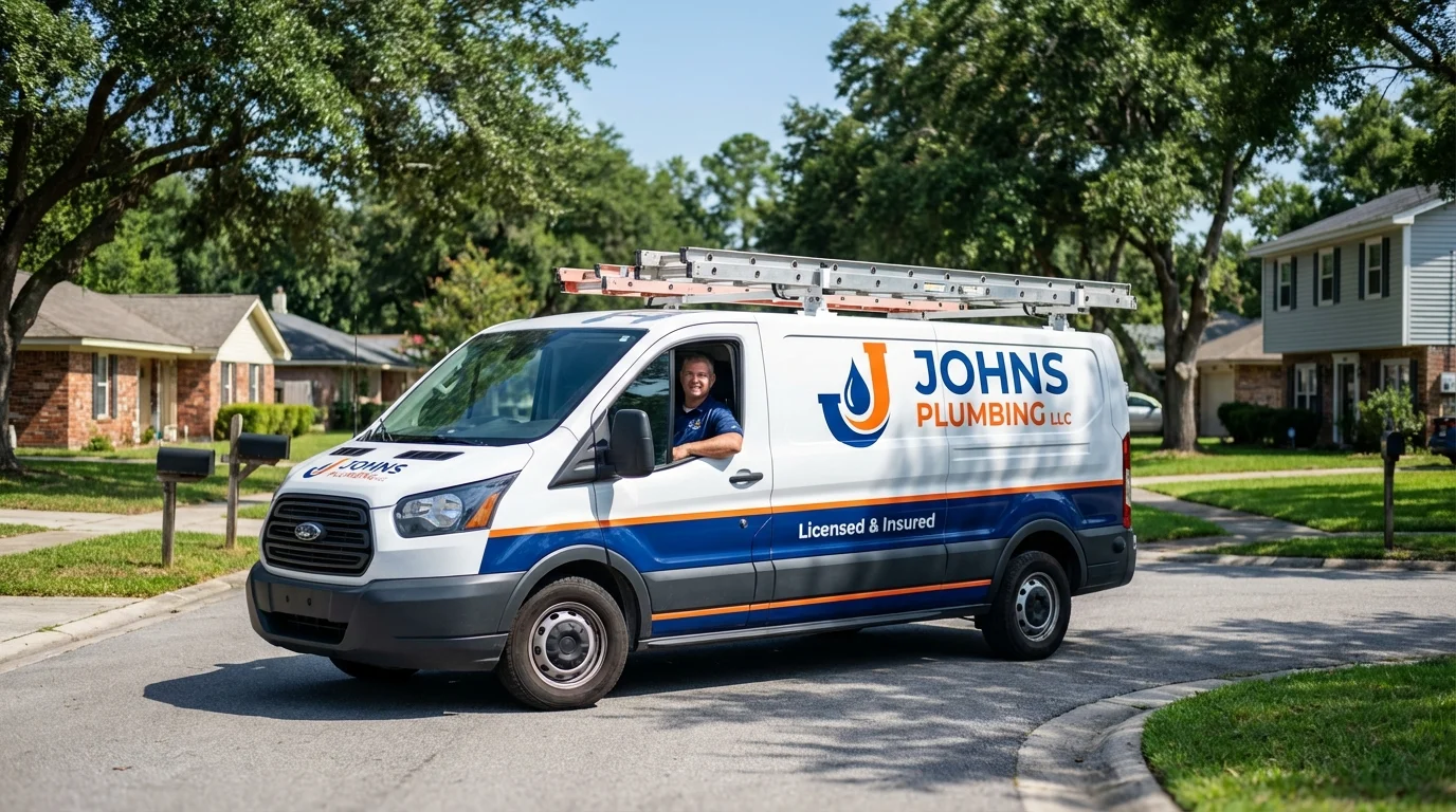 Johns Plumbing LLC service van in Lexington, MA