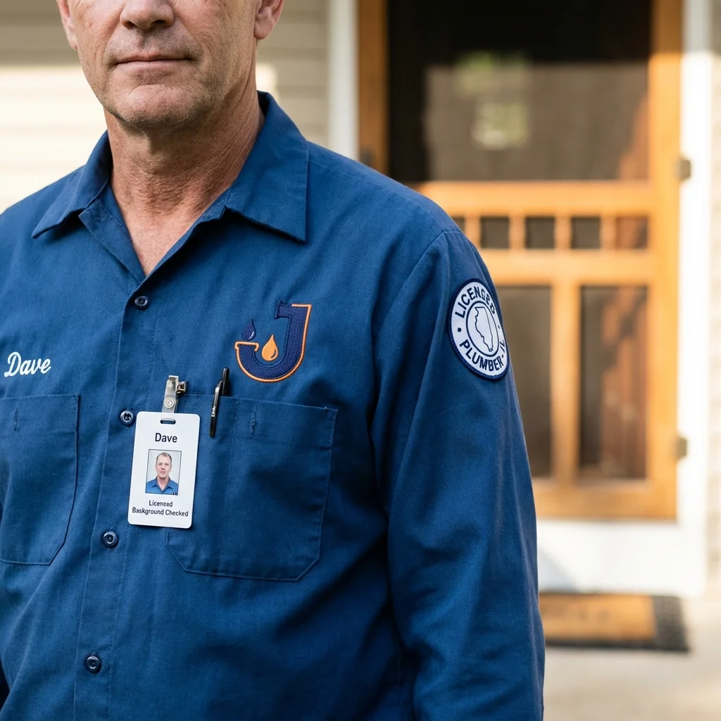 Licensed plumber showing ID badge in Lexington, MA