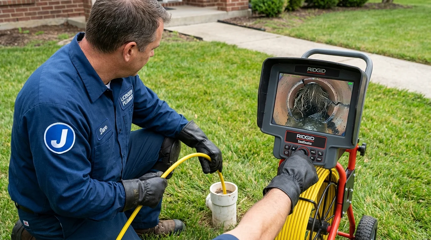 Sewer camera inspection being performed by Johns Plumbing LLC in Lexington